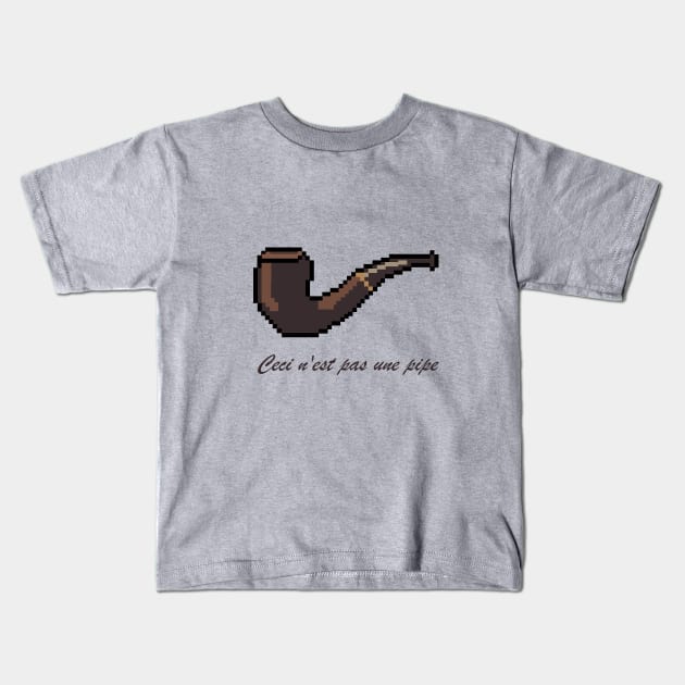 Ceci n'est pas une pipe - pixel art Kids T-Shirt by nurkaymazdesing